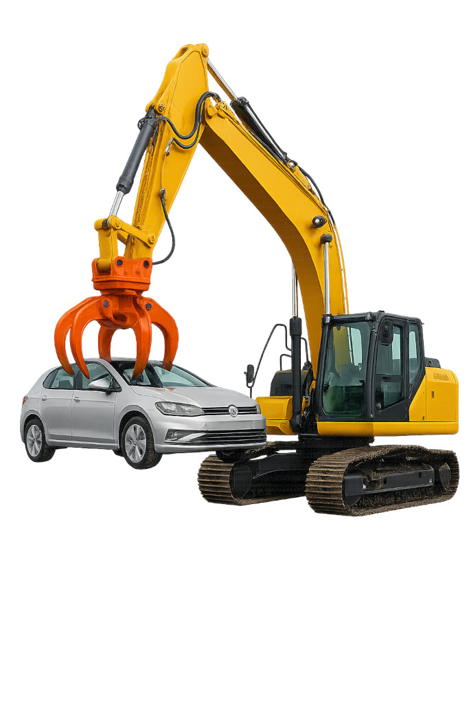 Maszyna do demontażu pojazdów Bennsam Przemyśl podnosi samochód